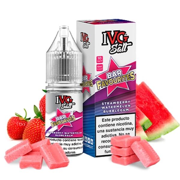 IVG favourite bar salt - Strawberry Watermelon Bubblegum 10ml 10mg