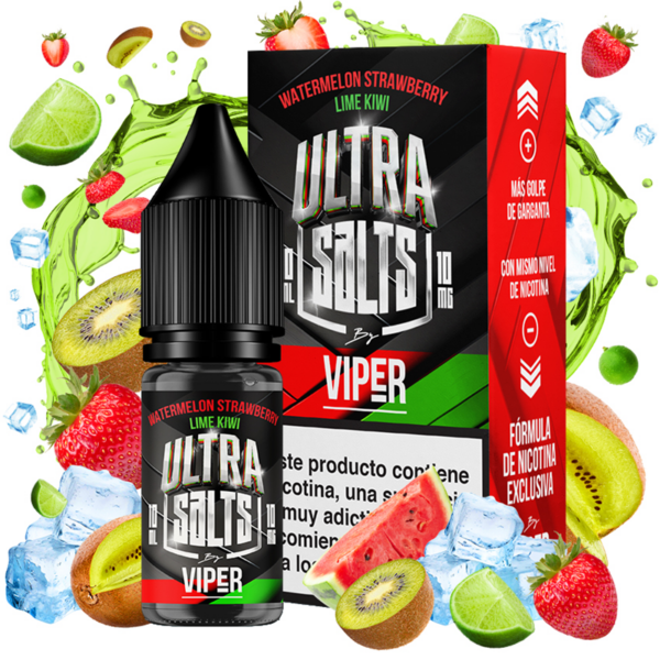 viper ultra salt - watermelon kiwi strawberry lime 10ml 20mg